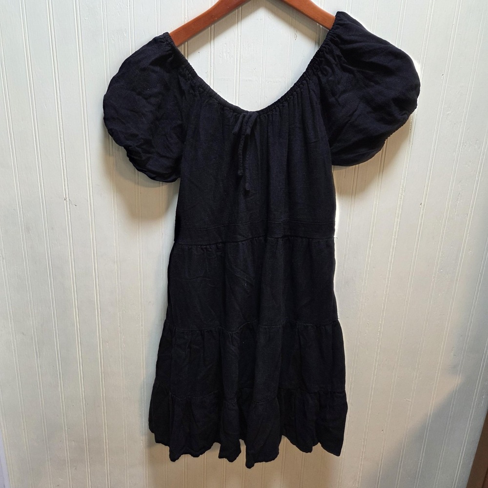 Chelsea & Violet Girls Dress Girls XL Black Puff Sleeve Ruffle Lined Knee Length